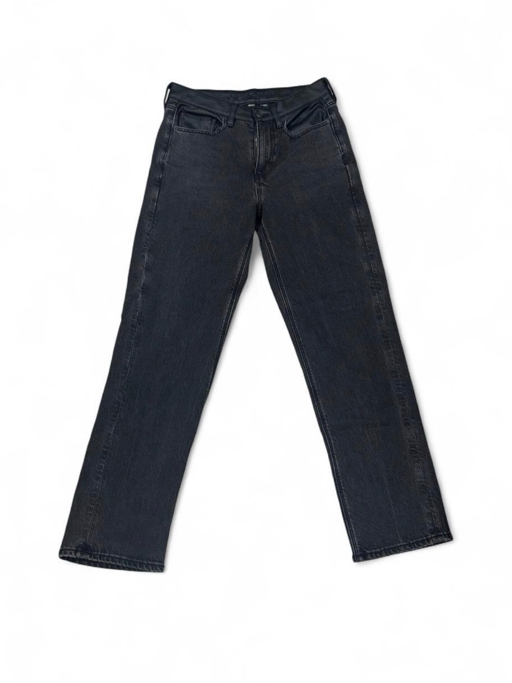 American Eagle Super High-Rise Ankle Straight Jeans Size 6 Long Black
